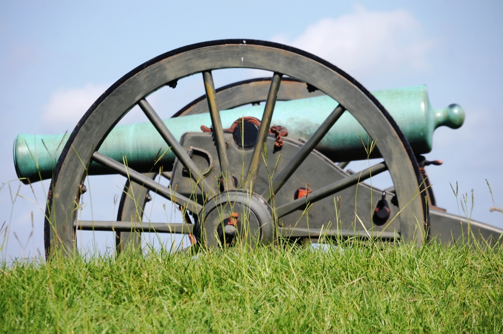 A lonely cannon sits on a hill at Vicksburg
