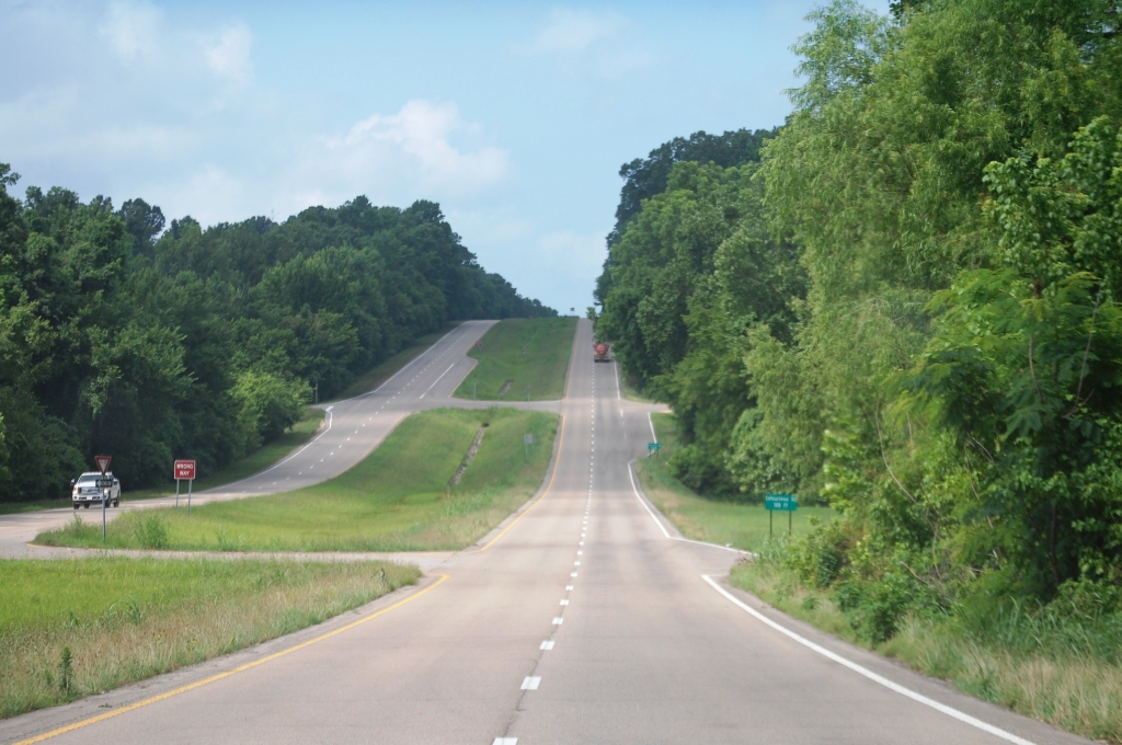 Tree lined Hwy 61 south of Vicksburg, MS