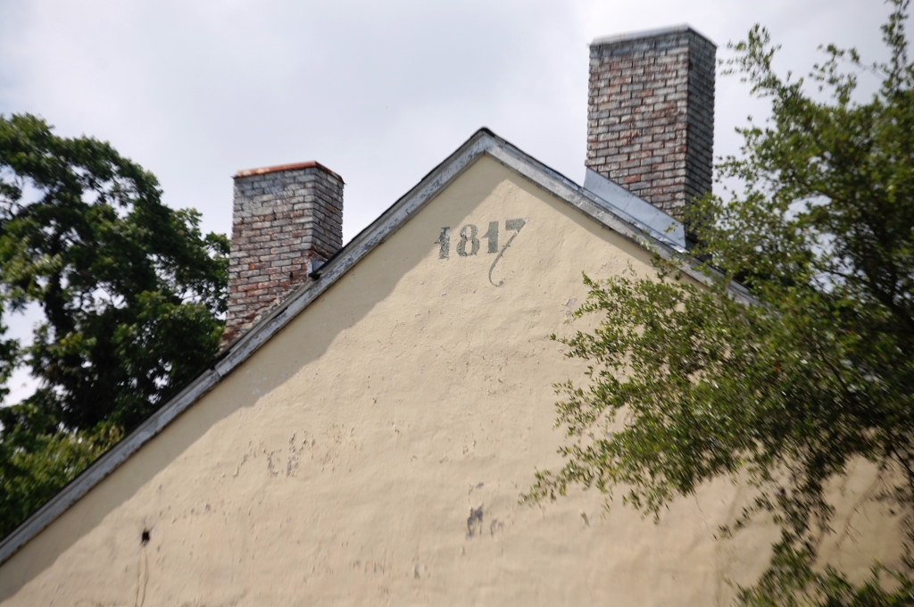 An old 19th century house in Port Gibson with a double chimney