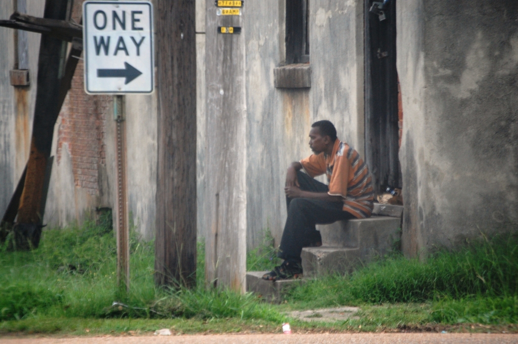 A man on porch in Port Gibson, MS