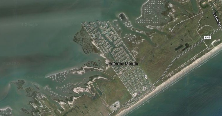 Satellite shot of Jamaica Beach from Google Maps