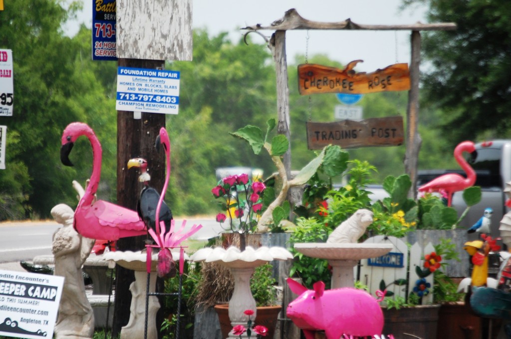 Pink Pigs and Pink Flamingos for sale at Cherokee Rose Trading Post
