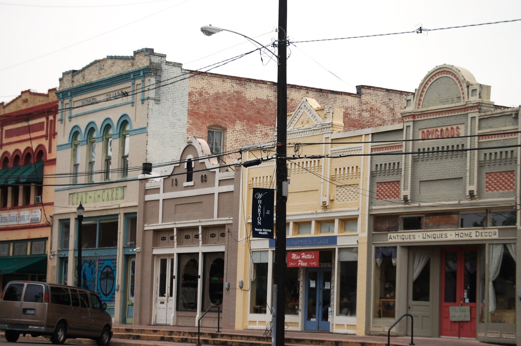 Buildings in downtown Wharton, TX