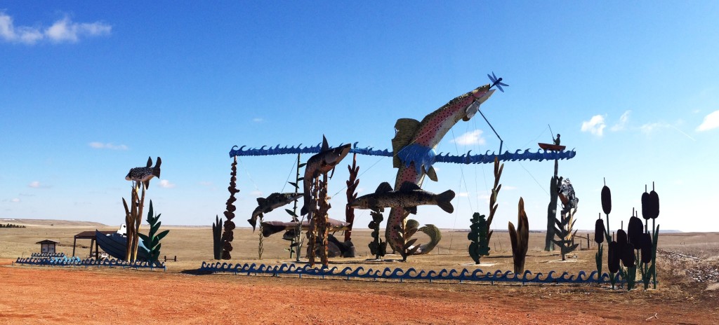 Fisherman's Dream, one of the many Ginormous scrap metal sculptures on the Enchanted Highway