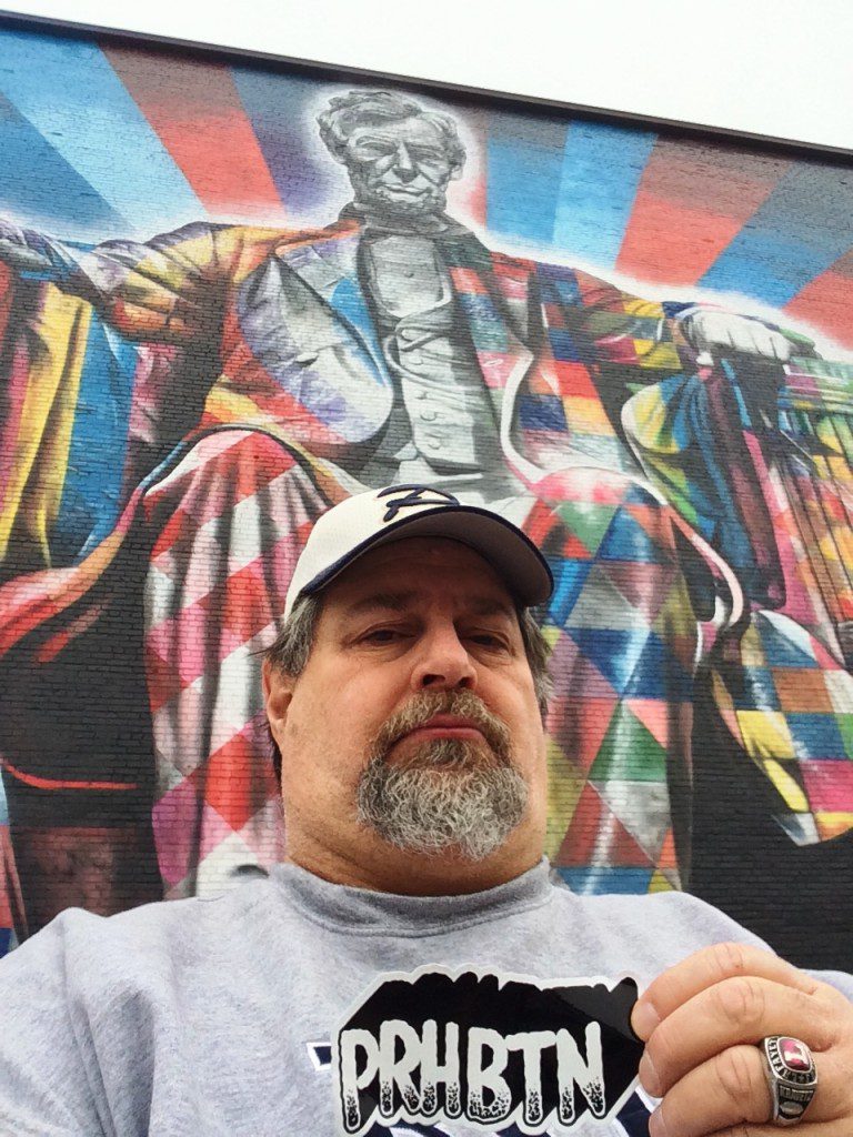 Sumoflam at Eduardo Kobra's Lincoln mural in downtown Lexington