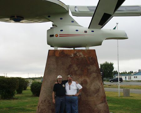 Sumoflam at the USS Enterprise Monument (with Crafty Jack) in Vulcan, Alberta (2007)