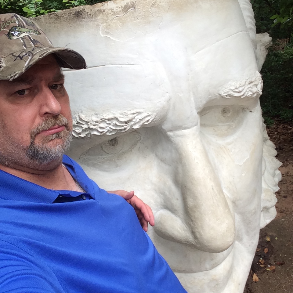 This is a full size replica of the head of Sam Houston that sits atop this giant statue