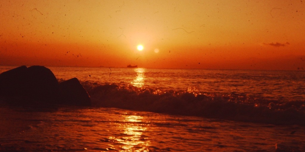 Japan Sea sunset taken near Fukui, Japan (ca 1977)