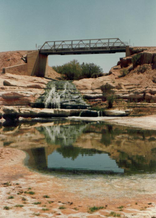 Water scene near Tuba City, AZ on the Navajo Reservation, ca. 1982