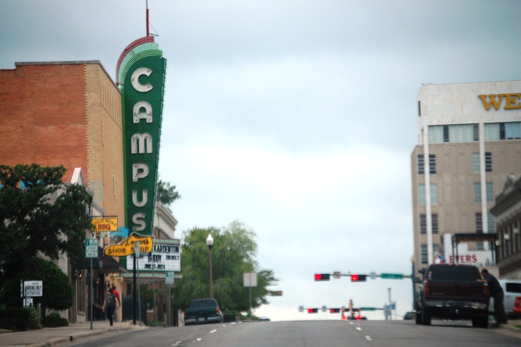 Campus Theatre Neon in Denton, TX