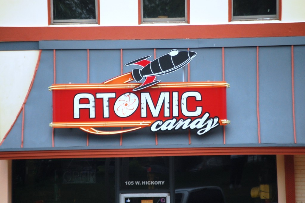 Atomic Candy Neon Sign in Denton, TX