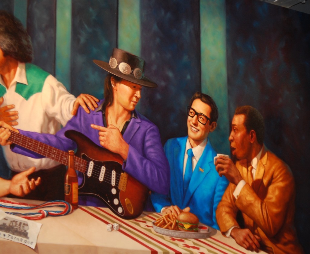 A portion of the Great Texas Supper mural