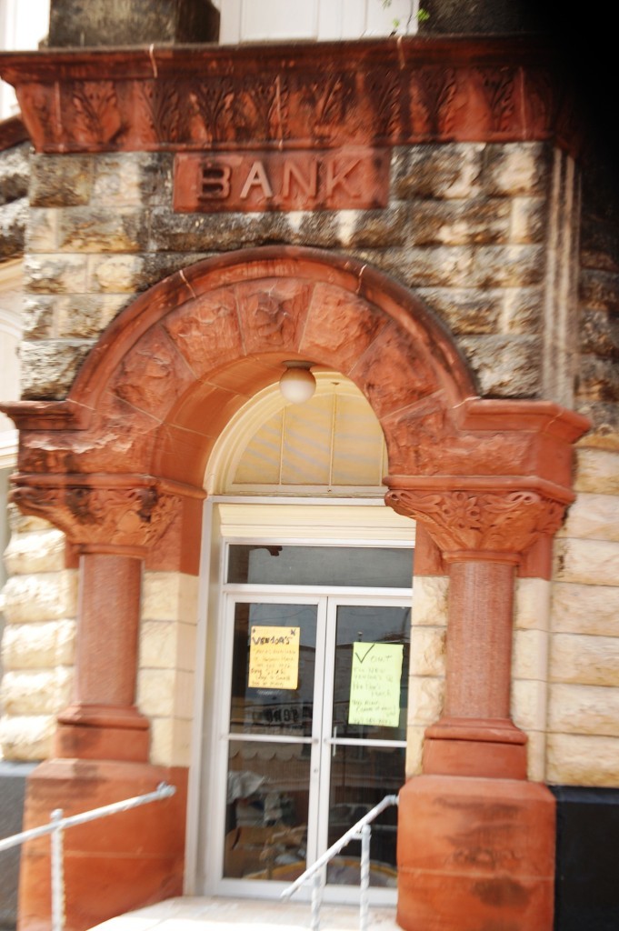 Old Bank Facade in Honey Grove, TX