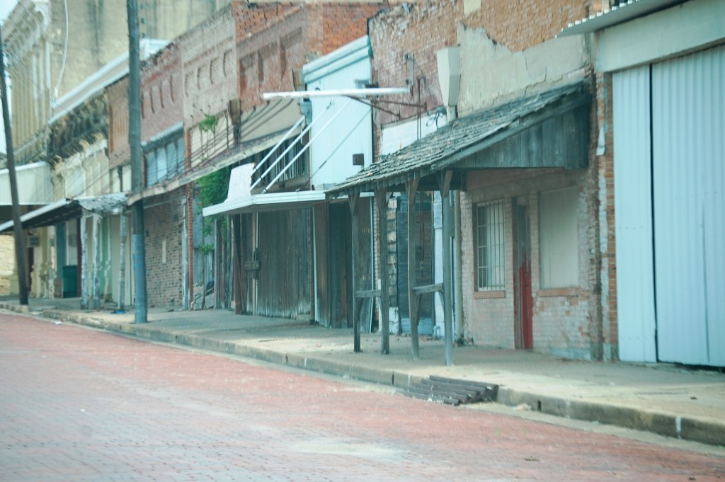 Entire street of buildings is rundown in Honey Grove, TX