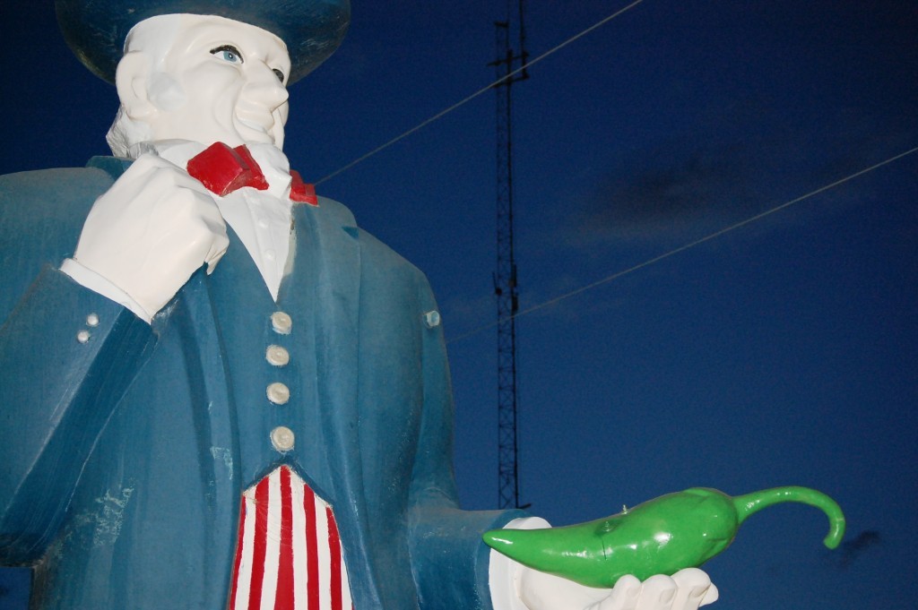 A fiberglass Uncle Sam in Hatch, NM