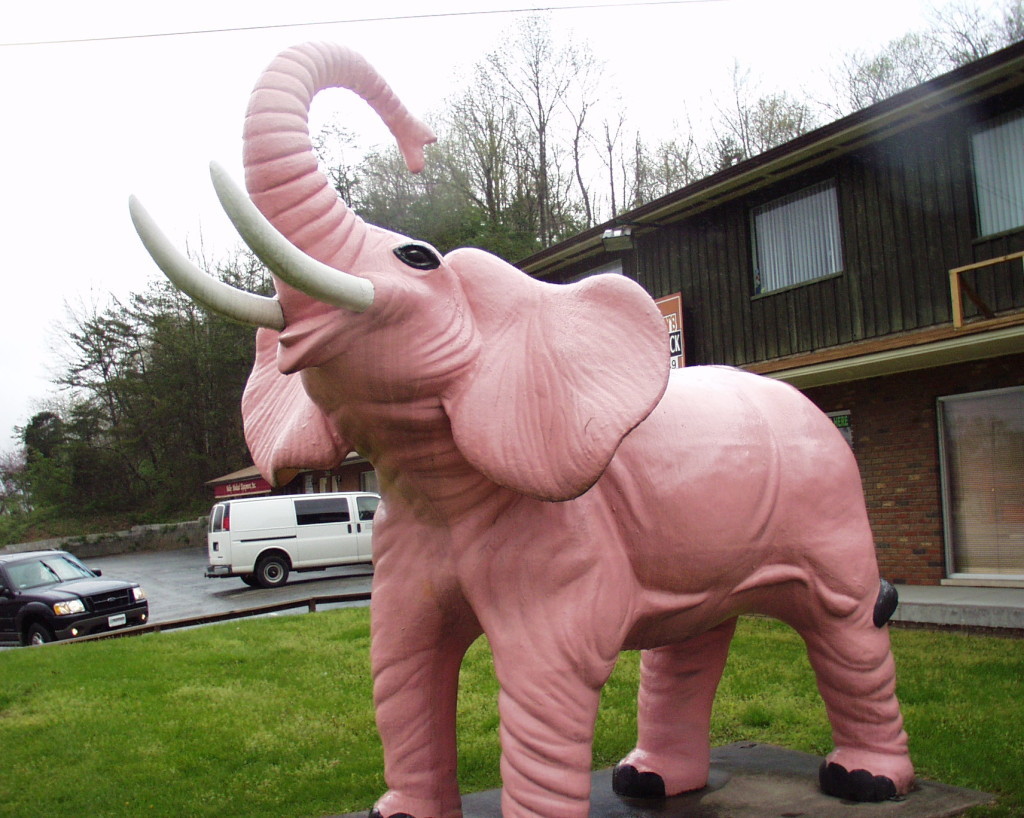 This pink elephant is in the Huntington, WV suburb of Barboursville on US 60