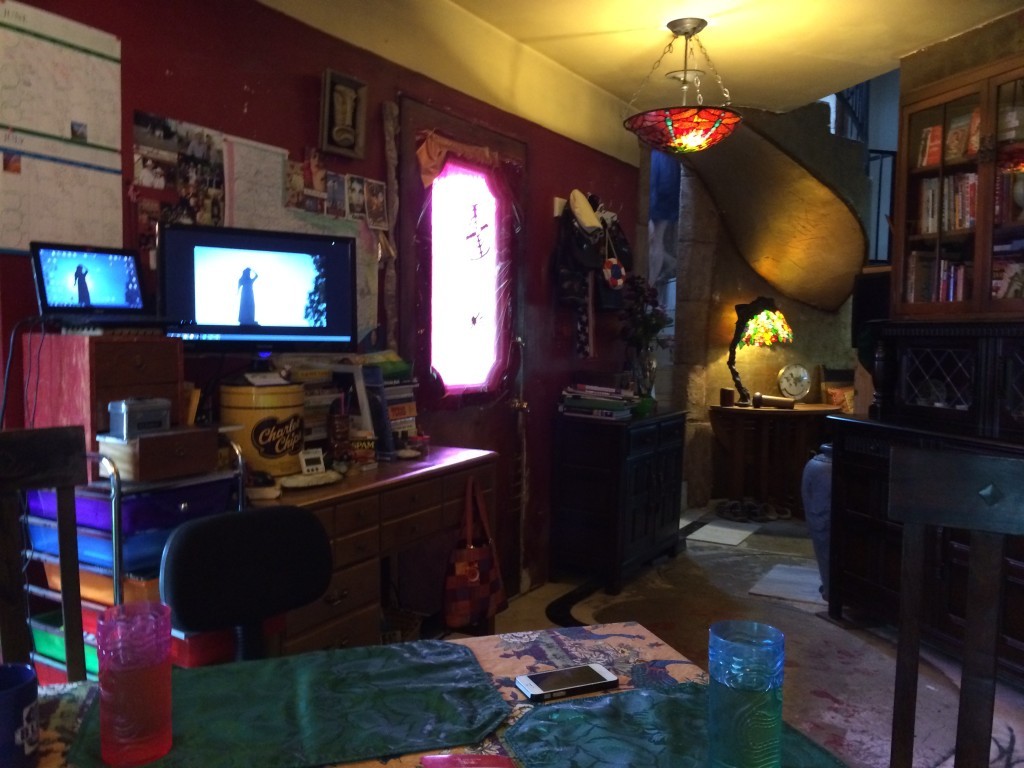 A view of the inside of Tui Snider's home.  Note the image on the monitor...she was finishing up her Paranormal book at the time.