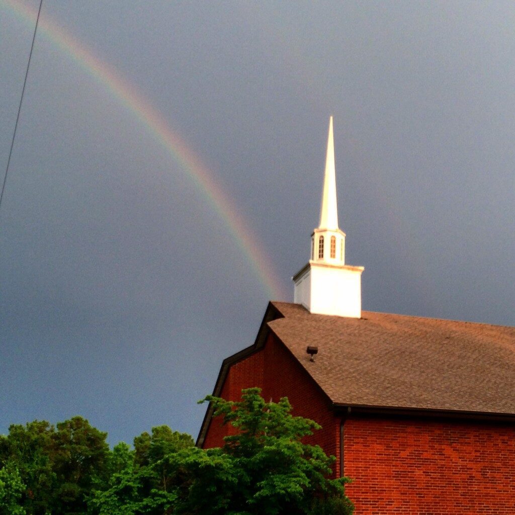 Trinity Temple Assembly of God in Arkadelphia, AR with a rainbow
