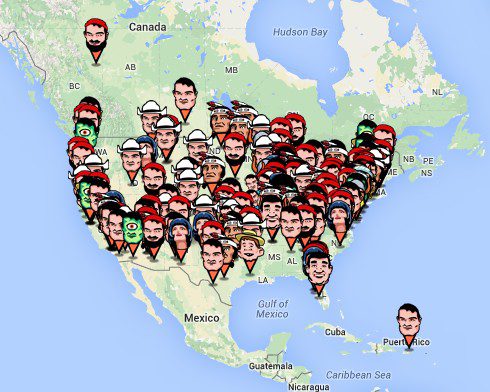 Roadside America's Interactive Muffler Man Map (used by permission - click map to go to the actual interactive map)