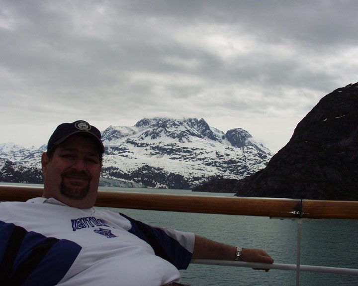 On a cruise ship enjoying the splendor of Alaska's beautiful mountains