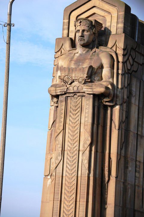 Giant Statues on Bridge in Cleveland