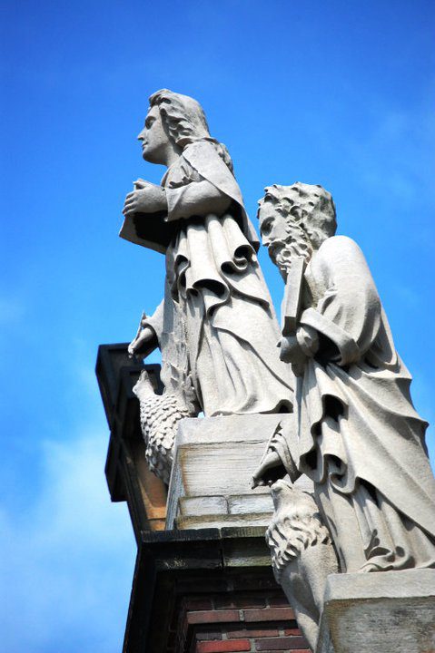 Statues on Holy Rosary Church in Little Italy