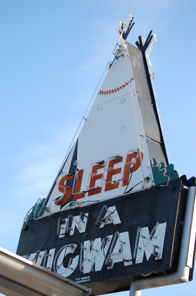 Sleep in a Wigwam neon sign