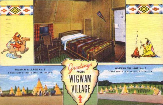 Old Wigwam Village post card advertising #1 and #2