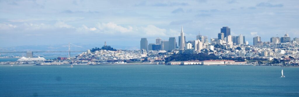 San Francisco as seen from across the Golden Gate Bridge
