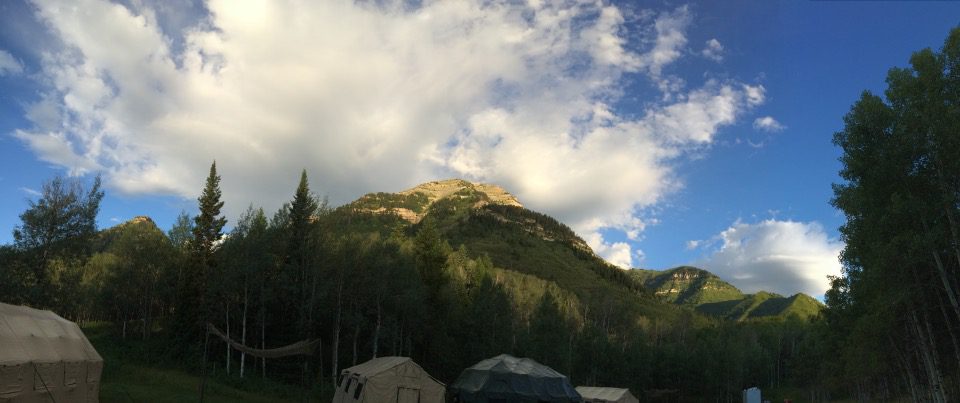 The SOT-G Base Camp in a meadow near Sundance resort