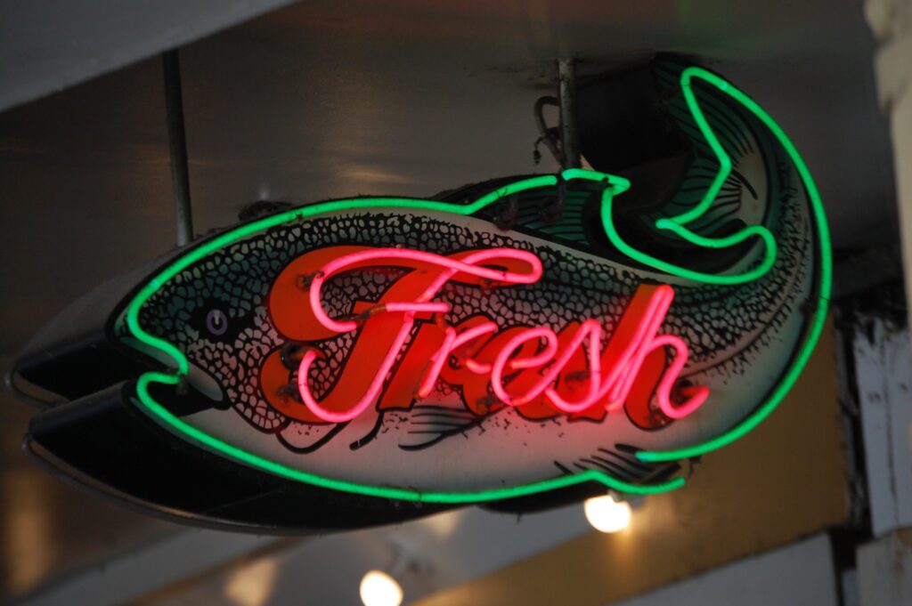 Fresh Fish Neon at Pike Place Market