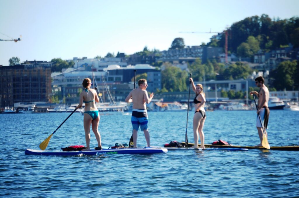 Paddle Boarders in Lake Union....as seen from the Duck