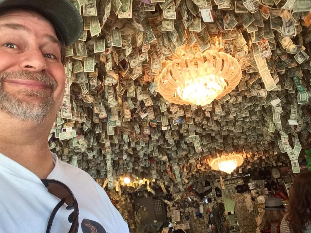 Fat Smitty's ceiling covered with money.