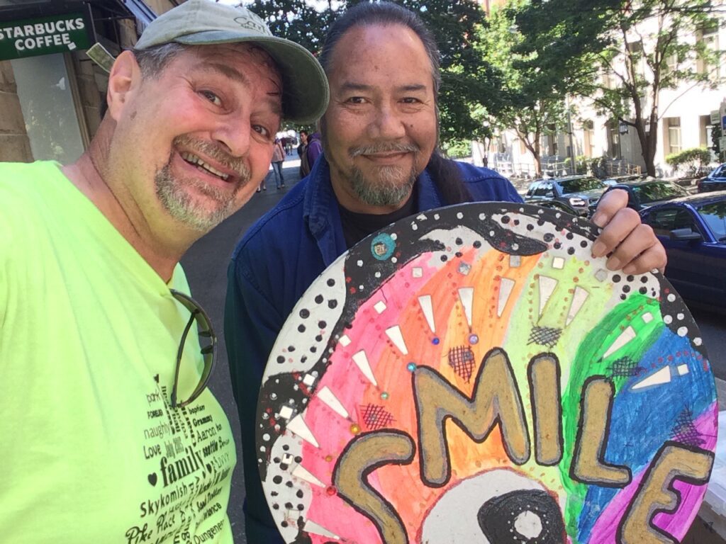 Met the Seattle Smile Guy along the way. Didn't want money... just wanted smiles