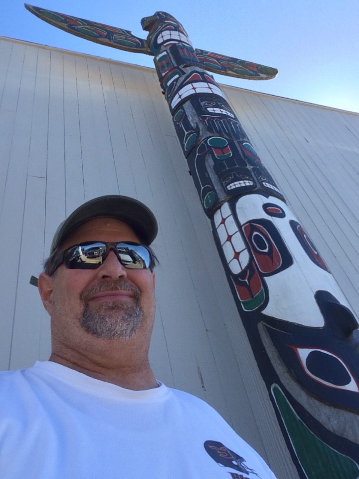 A totem pole in Neah Bay, WA