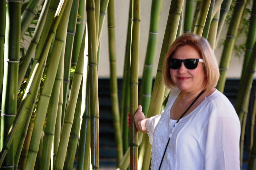 Julianne with bamboo