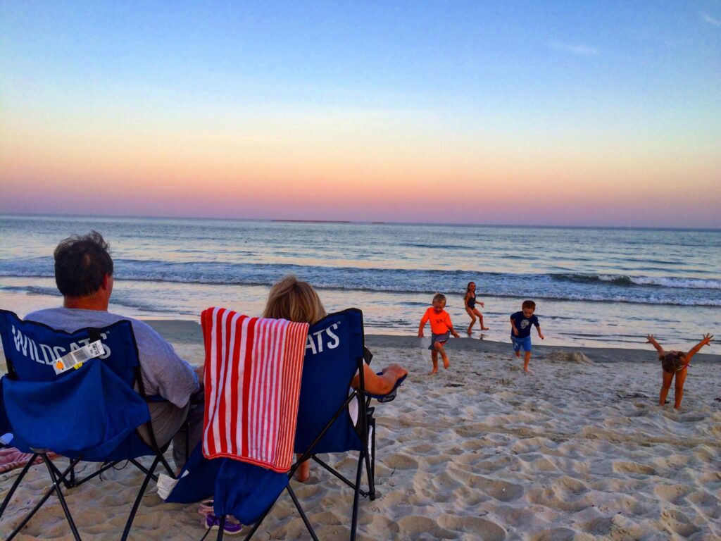 Enjoying the grandkidz on Old Orchard Beach on the Atlantic Ocean in Maine