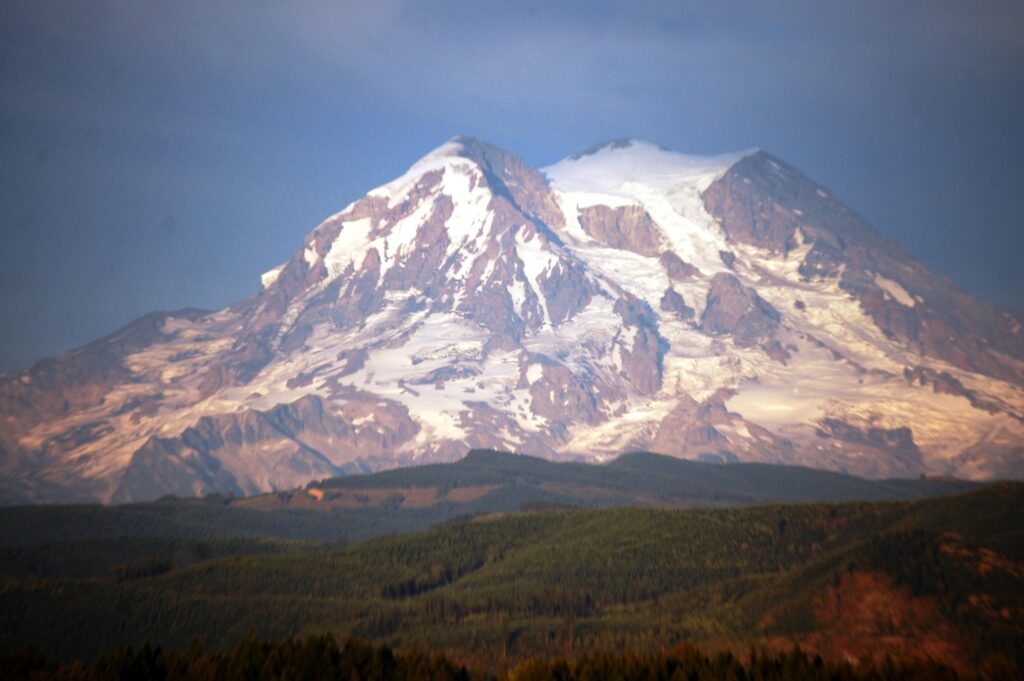 Closeup shot of Mt. Rainier form near Eatonville, WA