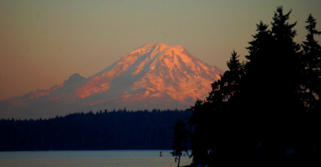 View of Mt. Rainier from the ferry near Port Orchard, WA