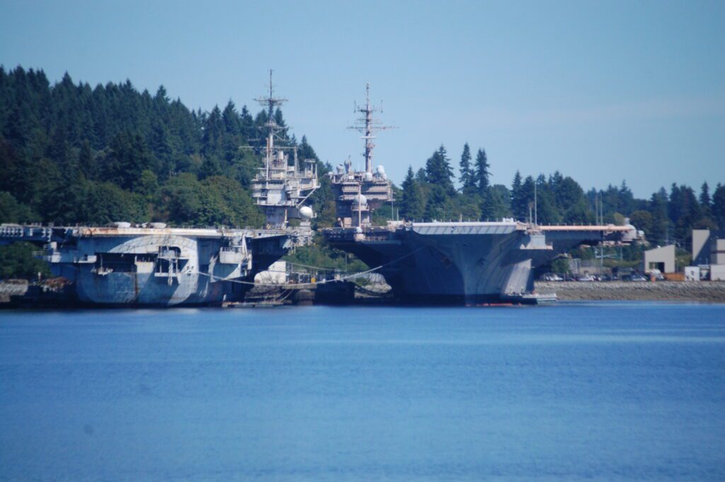 A scene of Puget Sound Naval Shipyard from the Port Orchard Ferry area