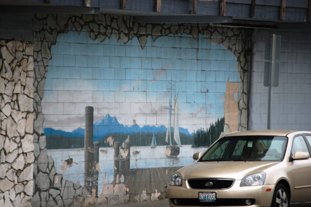 One mural panel on Port Orchard library