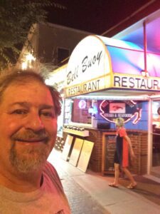 Outside of the Bell Buoy Restaurant in Old Orchard Beach for the required Selfie