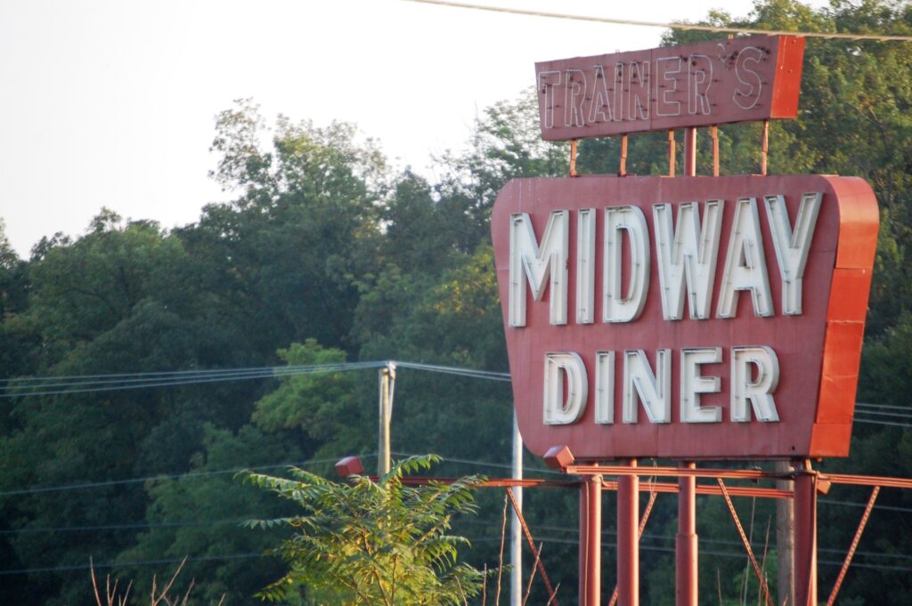 Old Midway Diner sign in bethel, PA