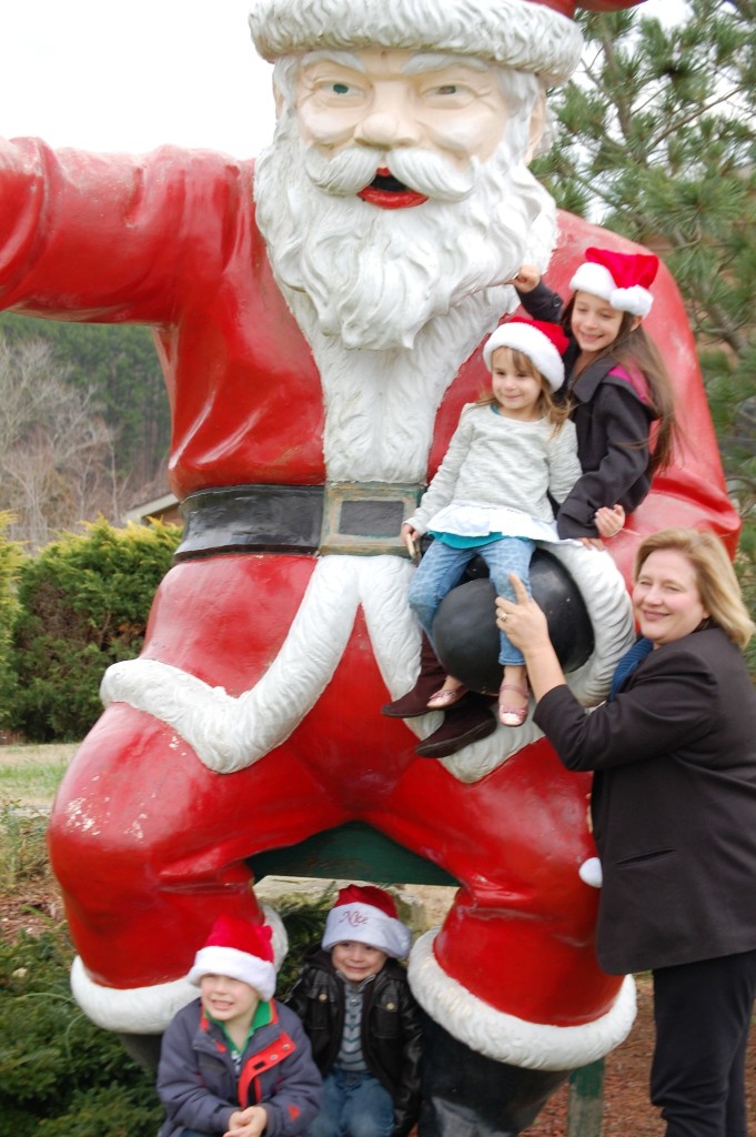 Julianne and Grandkidz cuddling with the "Angry Santa"