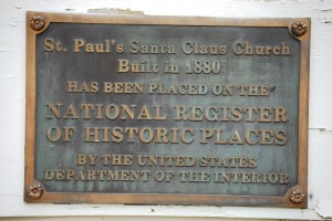 Plaque on old Santa Claus Church