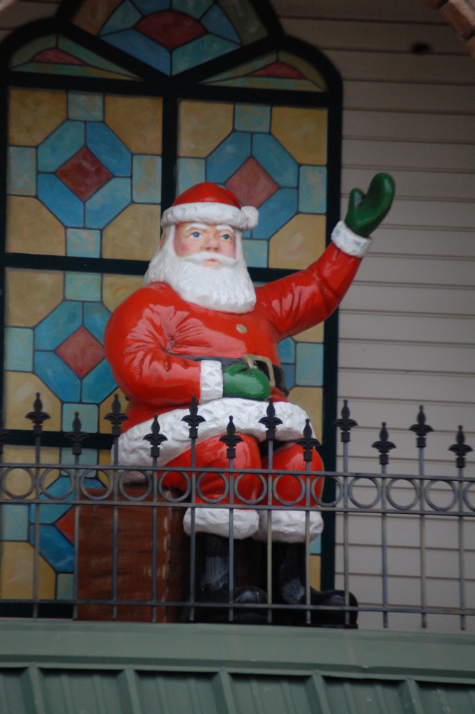 This Santa sits in a loft on top of the Holly Tree shop