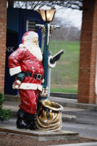Santa Reading at the bank