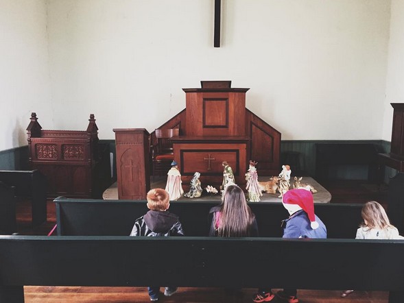 Grandkidz sing Silent Night in the old Santa Claus Church