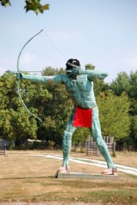 Big Indian shooting an arrow located at Curtis Orchards in Champaign, also home of a nice Yellow Brick Road