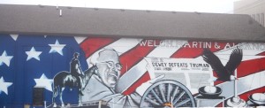 A mural of Harry Truman on a Law Office in Independence, MO painted by David McClain. Truman was born in Independence